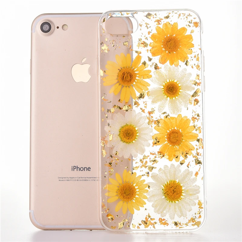 2018 последние натуральные высушенные цветы телефонные чехлы для iPhone X 6 S 7 8 Plus
