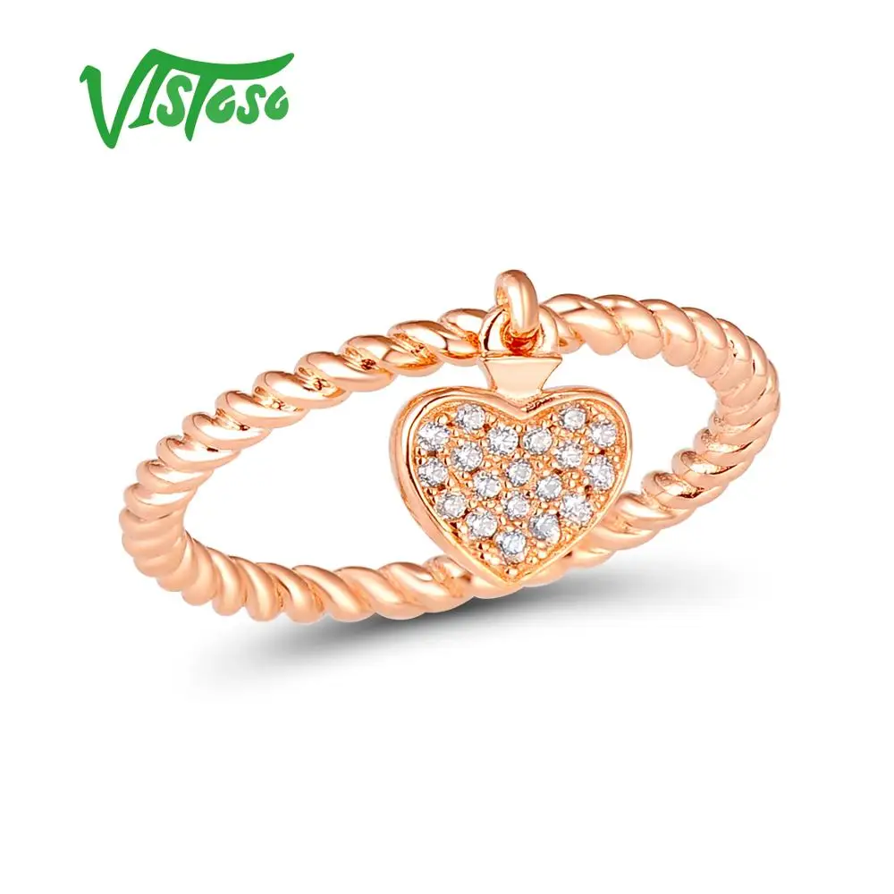 VISTOSO Серебряное кольцо для Для женщин 925 пробы серебро сердце женщины кольца