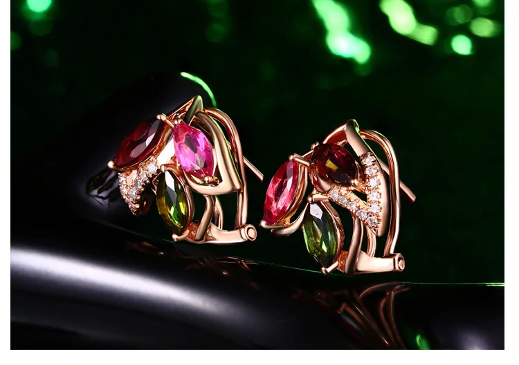Серебро S925 корейские серьги-гвоздики Rubie 18 карат розовое золото Серьги Серебряные украшения