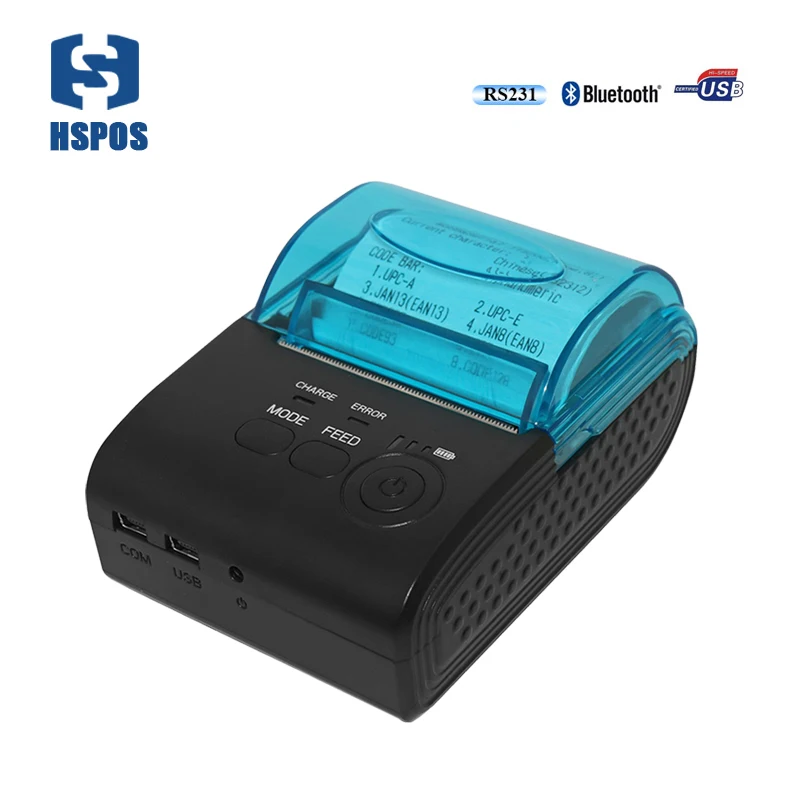 Мини портативный pos термопринтер для чеков 58 мм android bluetooth прямая термопечатная