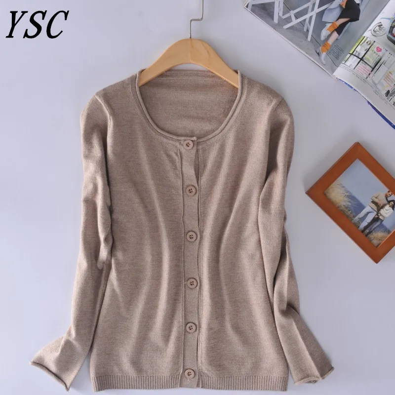 YUNSHUCLOSET зимний женский вязаный кашемировый шерстяной Керлинг с круглым вырезом монотонный кардиган одежда кардиган