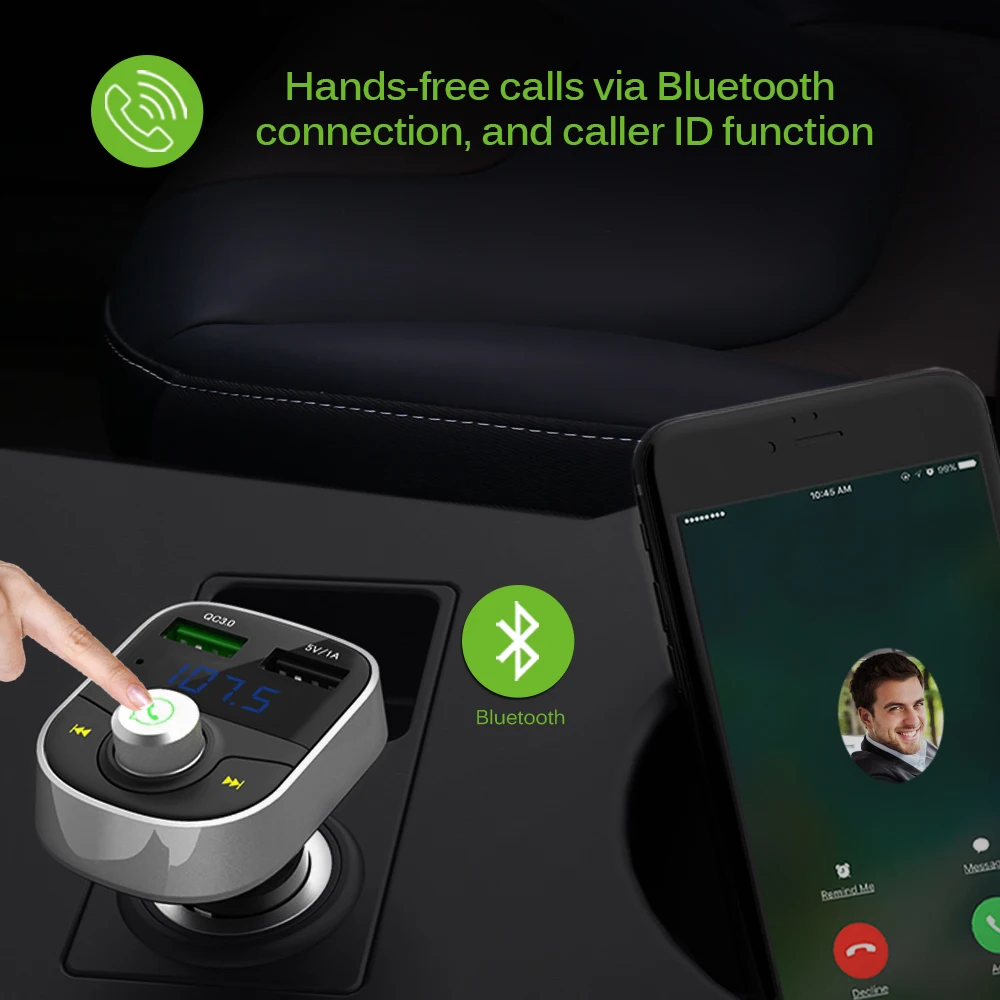 Фото Автомобильный комплект Bluetooth ONEVER fm передатчик mp3 плеер автомобильный для xiaomi roidmi Автомобильный комплект Bluetooth ONEVER fm передатчик mp3 плеер автомобильный для xiaomi roidmi