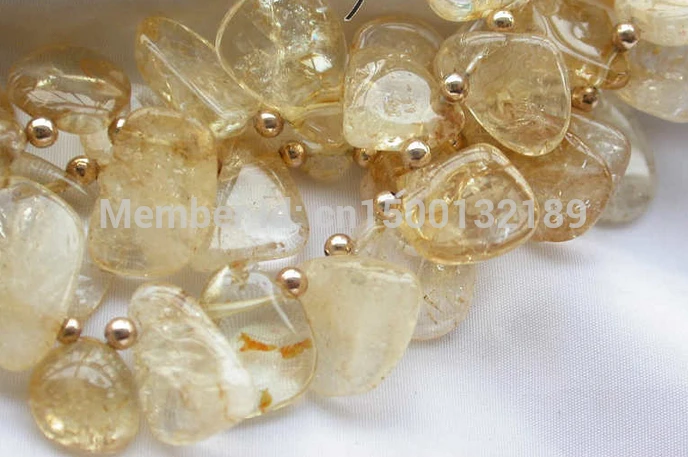 J005476 красивое 3 нити 20 &quotБарокко массивная природа желтый кристалл ожерелье |