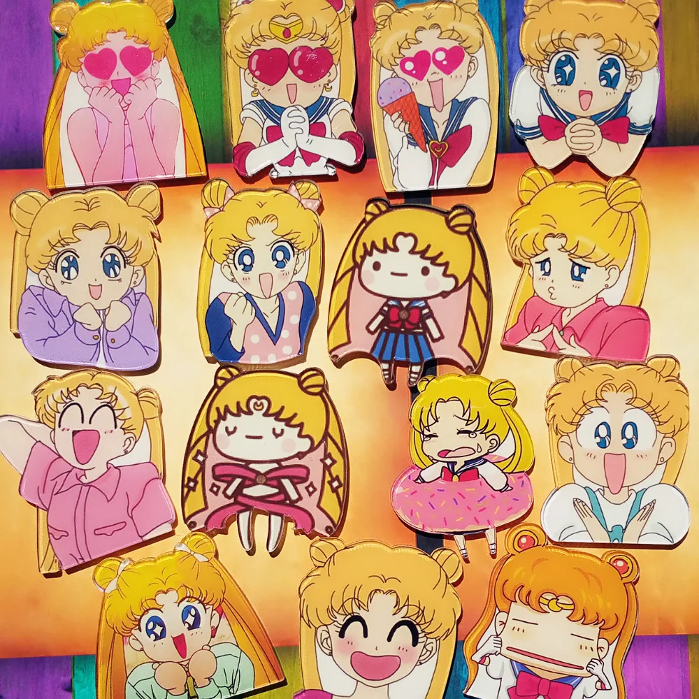 5 шт./лот мультфильм Harajuku аниме милый Солдат Сейлор Мун акриловая брошь значки