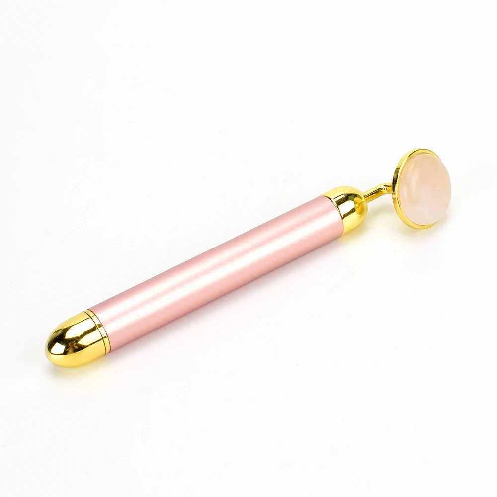 Gold beauty Bar Вибрационный ролик для лица Электрический массажер с нефритовой головкой против морщин Подтяжка кожи розовый КВАРЦЕВЫЙ массаж лица