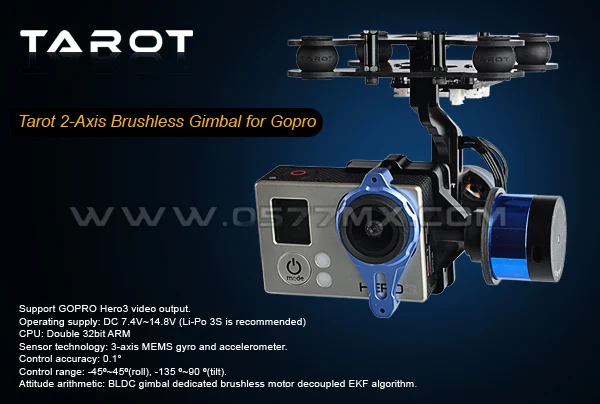 Ormino Таро 2-осевой бесщеточный карданный шарнир BGC 2 осевой T-2D для камеры Gopro Hero3 Fpv