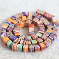synthetic malachite stone multicolor pink stripes calaite 4 shape oval cube round rectangle loose beads jewelry 15inch b753