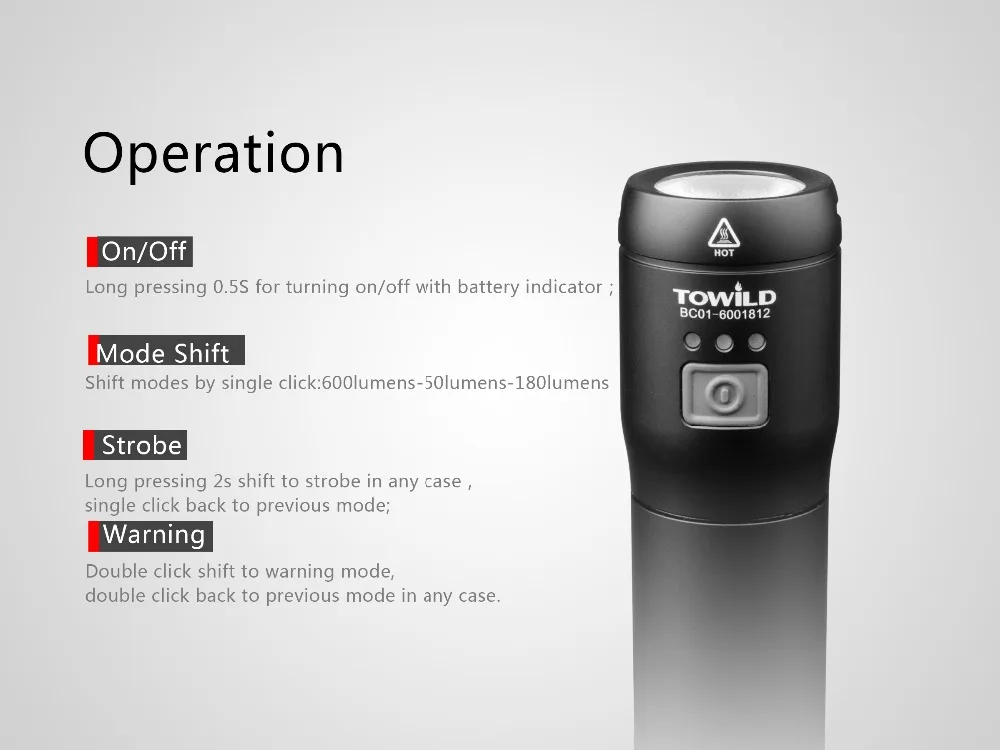 Towild BC01-600 CREE XP-G3 S3 светодиодный 600 Люмен USB Перезаряжаемые светодиодный велосипед светильник