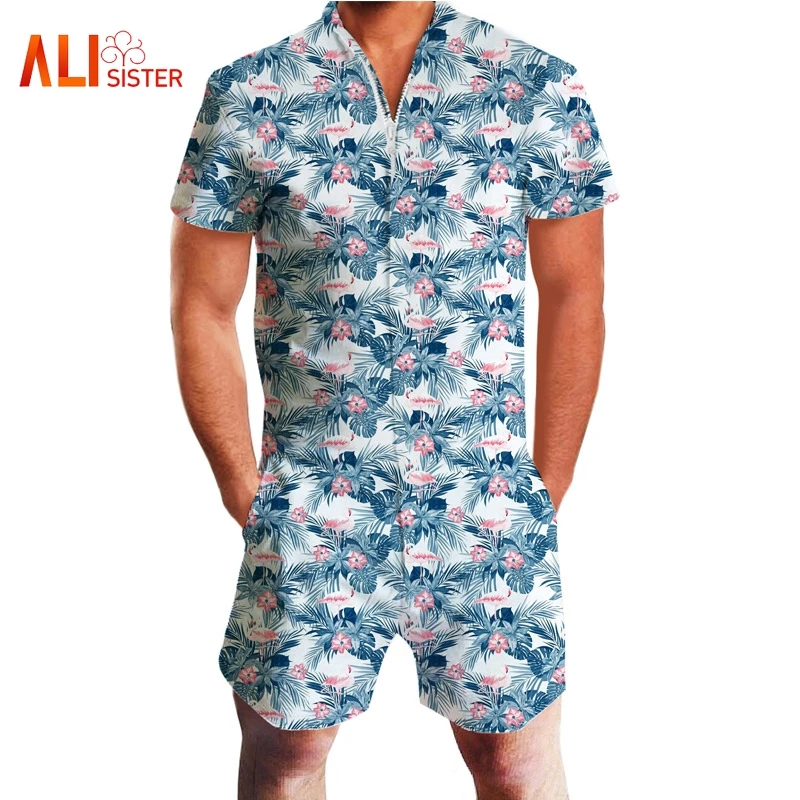 Мужской пляжный комбинезон в стиле хип хоп с принтом Фламинго ананаса и