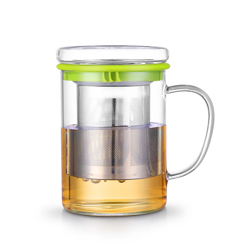 Стеклянная чашка OneIsAll 400 мл для чая из боросиликатного стекла кружка с ситечком и