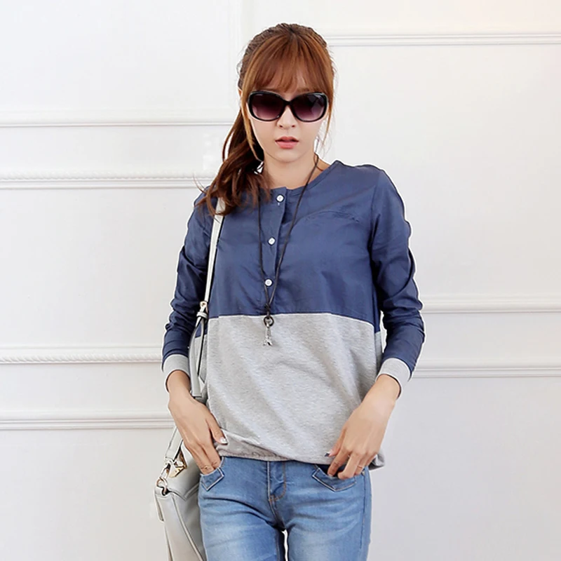 Женская рубашка Женские топы и блузки Корейская винтажная блузка с длинным