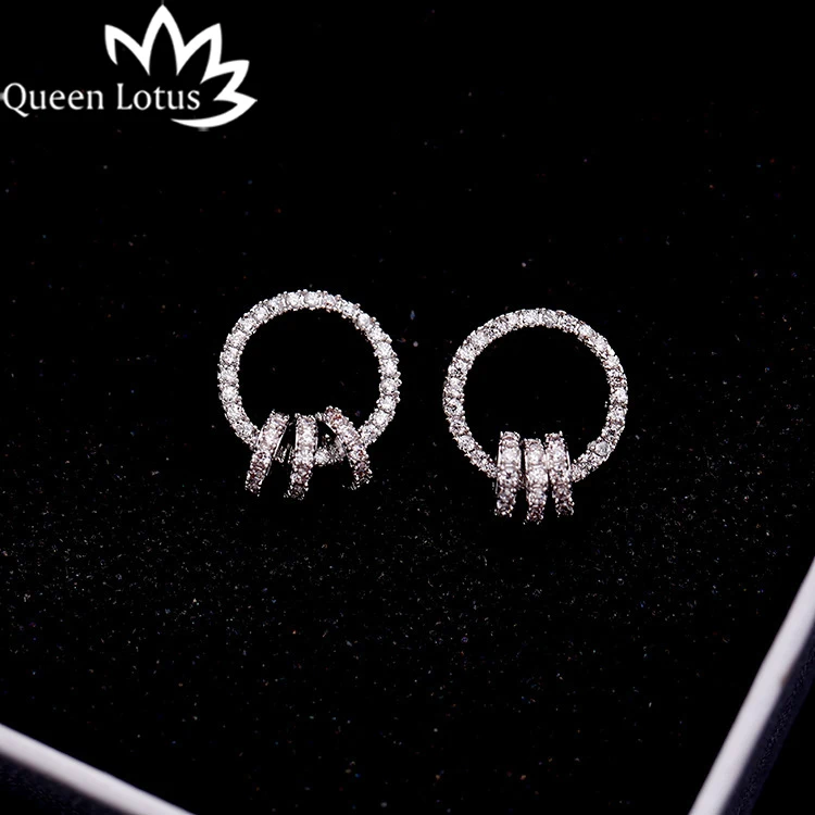 Винтажные массивные серьги Queen Lotus в виде колец для женщин висячие с кубическим