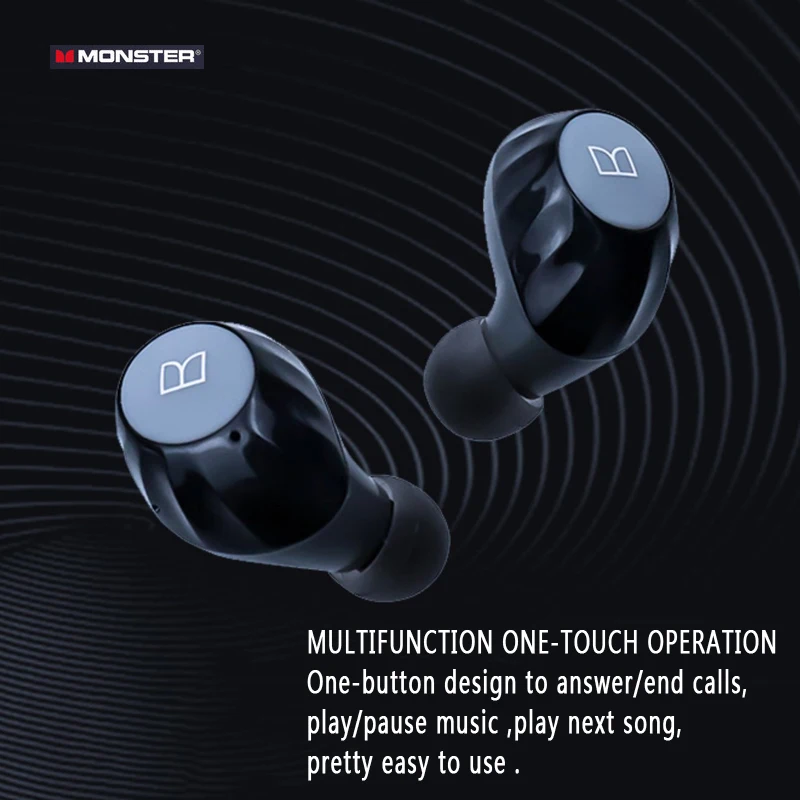 Стерео 3D Беспроводные наушники MONSTER AirLinks 5 0 с Bluetooth и двойным микрофоном черного