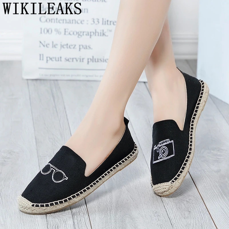 Обувь без шнуровки для Для женщин дамские туфли на плоской подошве Эспадрильи