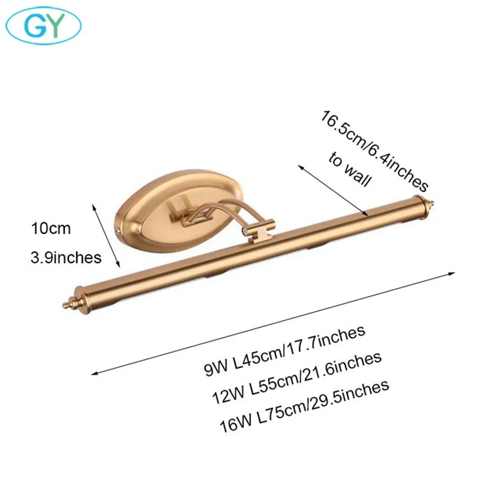 Античная светодиодная зеркальная передняя лампа с регулируемой головкой