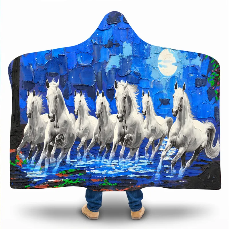 С капюшоном Одеяло Pentium Horse полярная крышка для взрослых пледы одеяло Cobijas