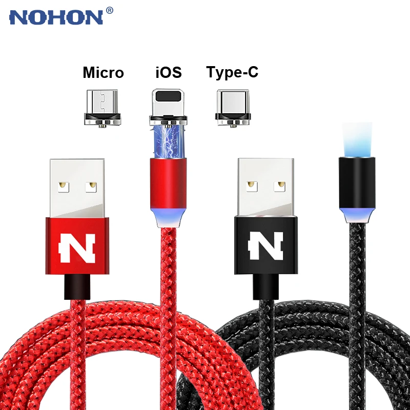 Магнитный светодиодный usb кабель для зарядки iPhone 6 s 7 8 Plus Xs Max X 10 5 SE Micro USB Type C Android
