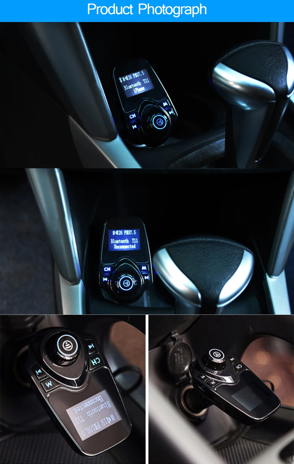 Автомобильный Mp3 аудио плеер беспроводной Bluetooth fm-передатчик модулятор Handsfree автомобильный комплект ЖК-дисплей двойной USB зарядное устройство для iPhone samsung T11