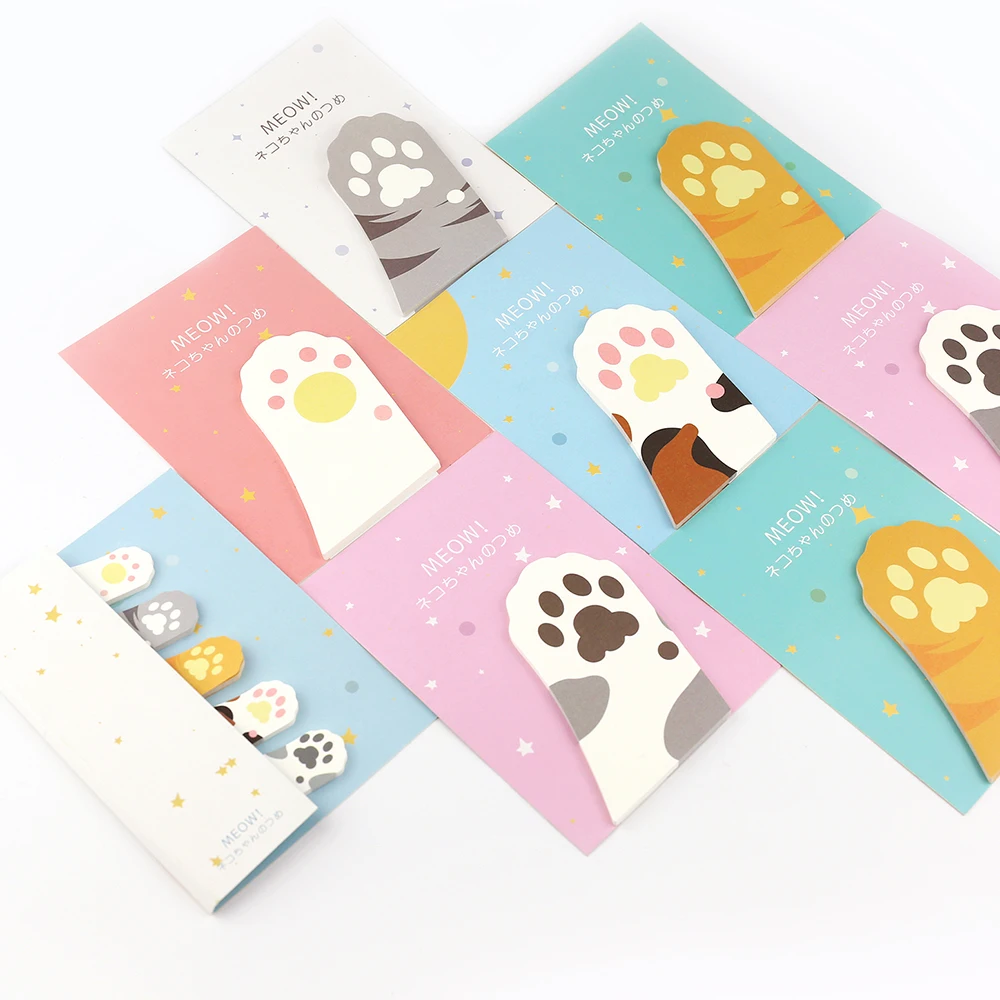 1 Набор блокнотов для заметок Липкие заметки Kawaii милый кот бумага в форме кошачьей лапы Daliy Скрапбукинг наклейки канцелярские закладки для офиса и школы