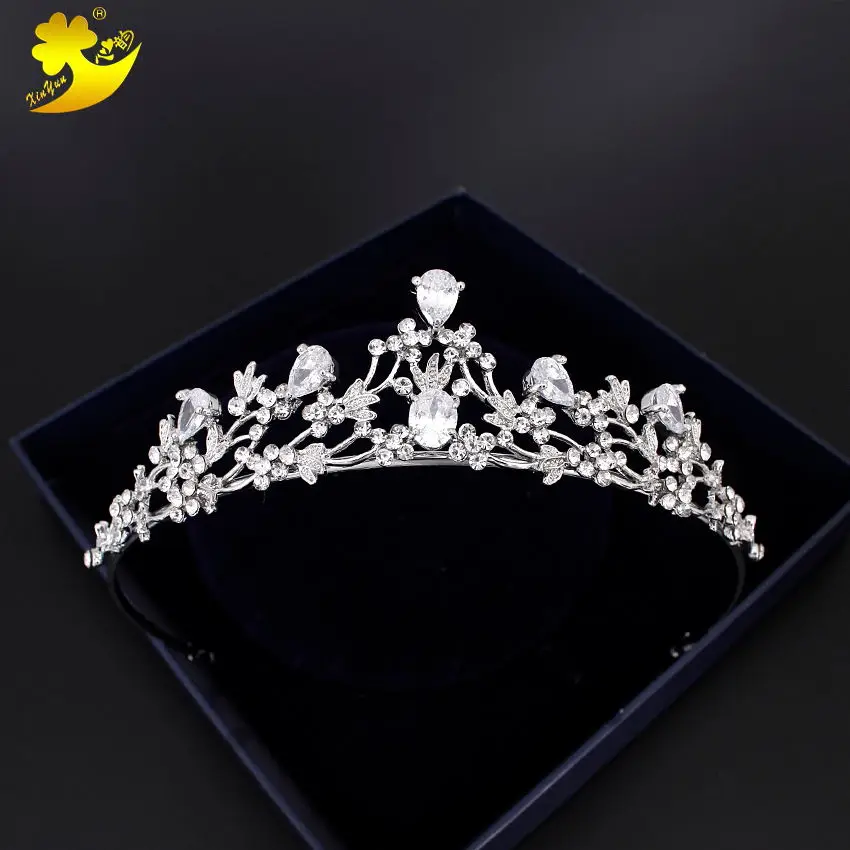 Silver Xinyun свадебные диадемы, циркониевые Свадебные короны, блестящие стразы, диадема, Роскошные Свадебные короны, украшения для невесты - Окраска металла: Silver