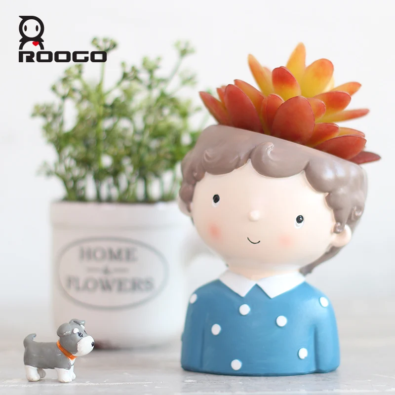 Roogo кудрявый мальчик цветочный горшок современный домашний сад кактус