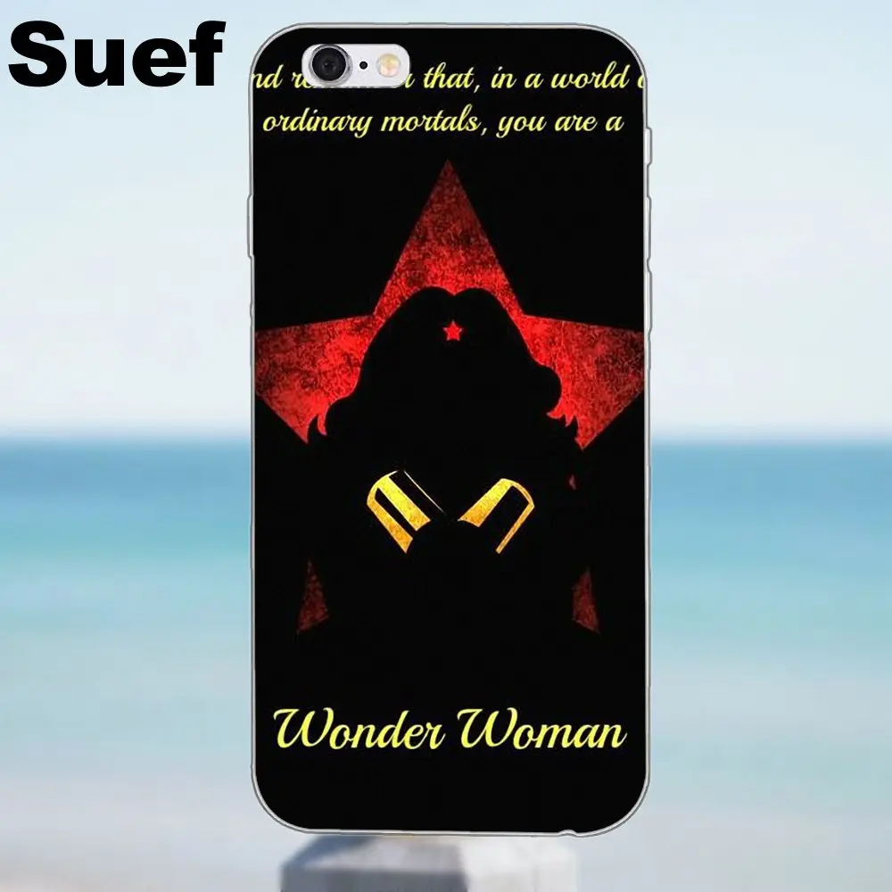 Suef уникальный Wonder Woman логотип мягкий ТПУ горячие продажи для iPhone X 4 4S 5 5S 5C SE 6 6S 7 8 Plus