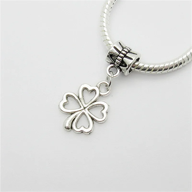 Новый 25 шт. клевера очарование бусинки с большими отверстиями европейский кулон