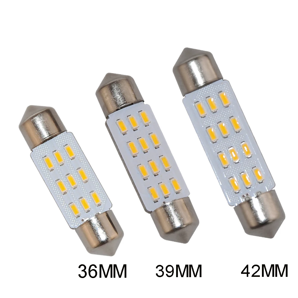 10 шт. белый/теплый белый 36 мм/39 мм/42 мм 9/12SMD 3014 купольный фестон светодиодный
