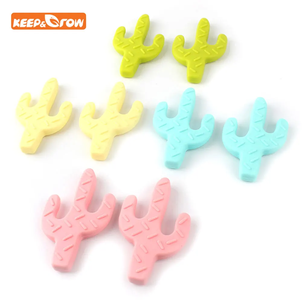 

Keep&grow 3Pcs Cactus Silicone Teether Baby Teething Gift Nursing Softs Silicone Beads Toys For DIY Teething Necklace Pendant