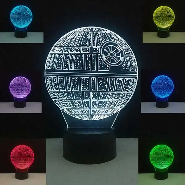 Звездные войны лампа Звезда смерти 3D ночные светильники BB-8 R2D2 Мастер Йода USB красочные светодиодные настольные лампы для спальни домашний декор подарки - Испускаемый цвет: Dearth Star
