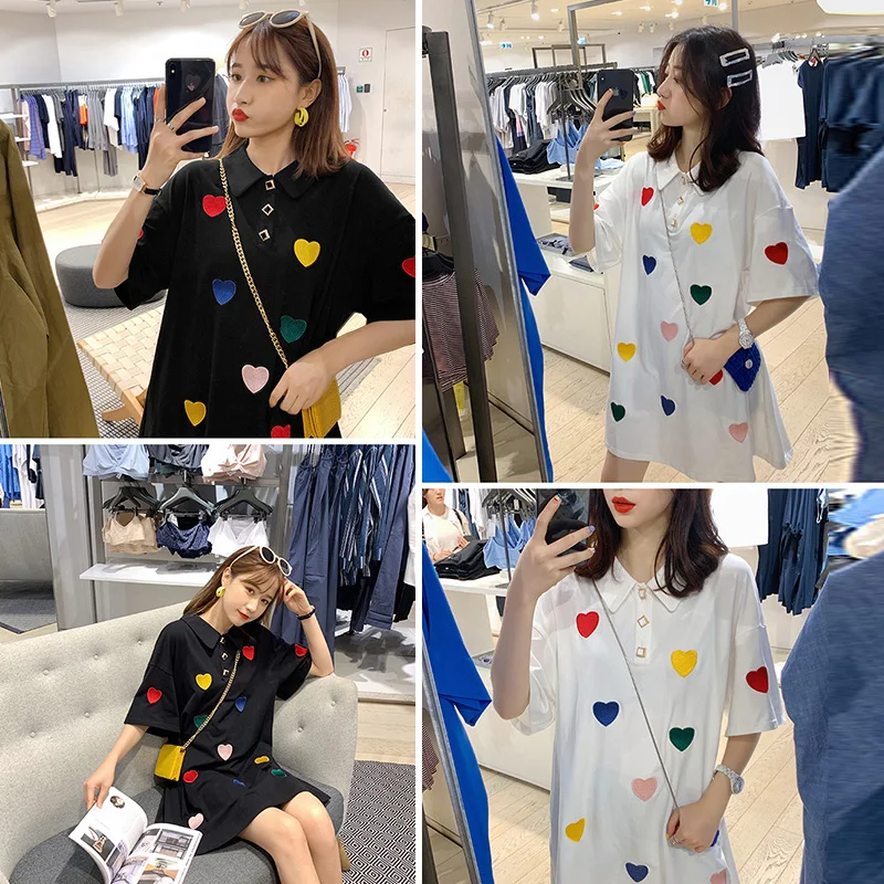 2020 новое летнее хлопковое платье с вышивкой и принтом в виде сердечек для