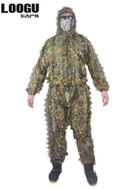 Открытый ghillie Костюмы камуфляж, лесная местность Охота наряд 3D Маскировка Униформа CS Костюмы Набор Снайпер Камуфляж Военная охота ткань - Цвет: F41
