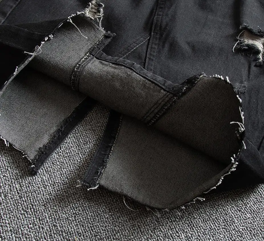 Женская джинсовая юбка размера плюс 5XL с высокой талией, Весенняя и летняя облегающая черная джинсовая юбка с дырками