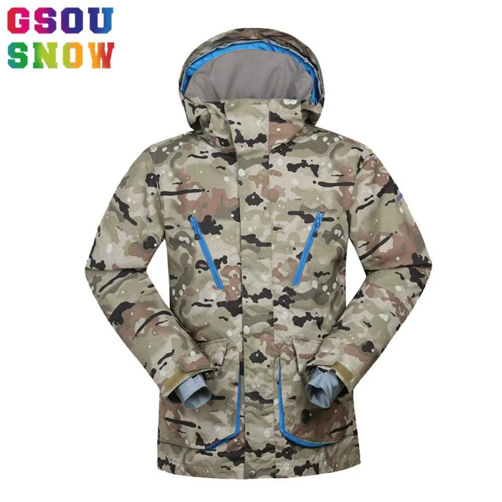 Gsou Snow 30 градусов Лыжная куртка мужская зимняя теплая камуфляжная для сноуборда