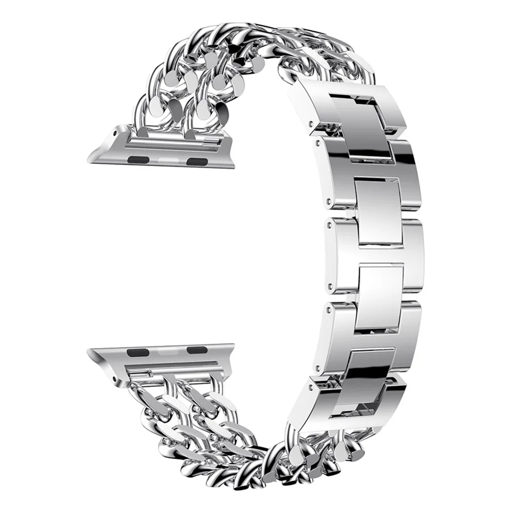Sliver Ремешок из нержавеющей стали для Apple Watch Band 4 42 мм 44 мм металлический браслет Смарт-ремешок для iWatch Series 1 2 3 38 мм 42 мм - Цвет ремешка: Sliver