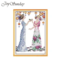 joy suanday cross stitch patterns manor party counted printed on canvas aida 14ct 11ct dmc thread embroidery kit needlework set