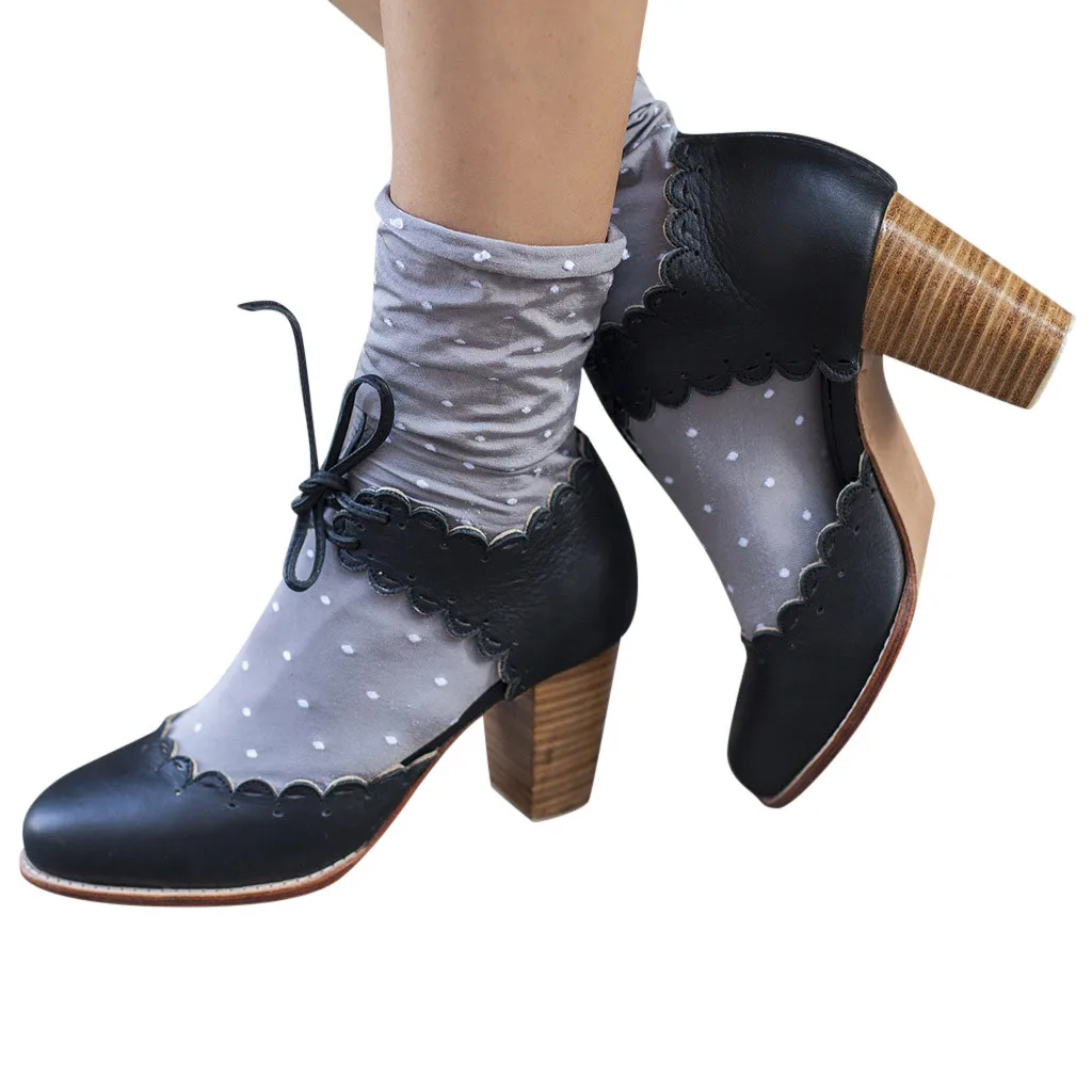 SAGACE/Женская обувь на толстом каблуке в римском стиле винтажные туфли-лодочки