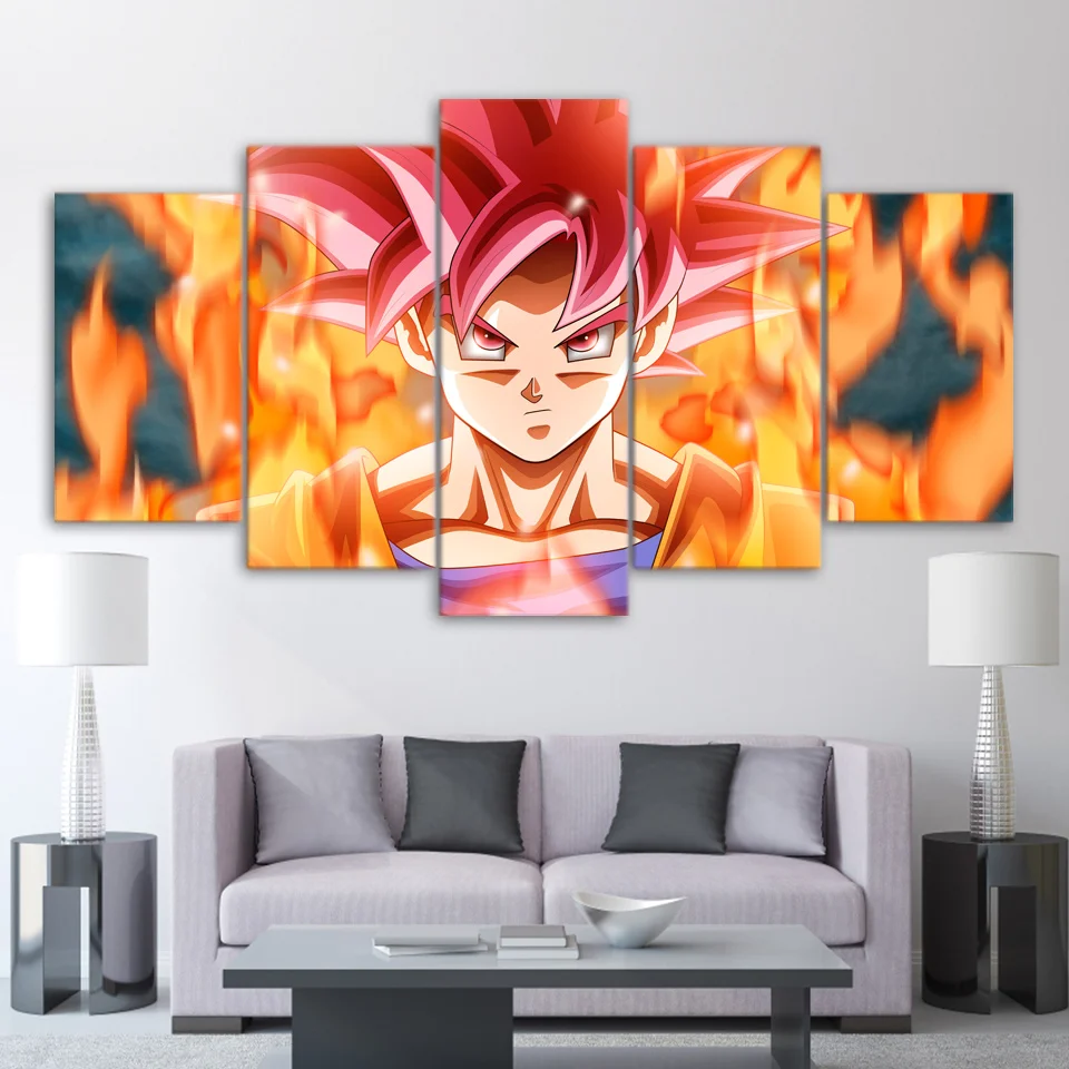 Pinturas de lienzo arte la pared del hogar impresiones HD Super Saiyan плакаты 5 пьезы Dragon Ball Z Аниме cuadros