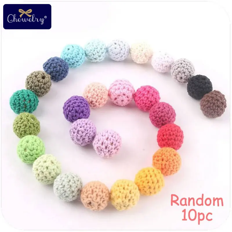 Random Crochet Beads 10 шт. круглый деревянный Прорезыватель для зубов крючком жевательные, бусины зуб кормящих Цепочки и ожерелья прорезывания зубов детские бусы Прорезыватель для зубов свободные шарики для детей Товары - Цвет: Random Crochet Beads