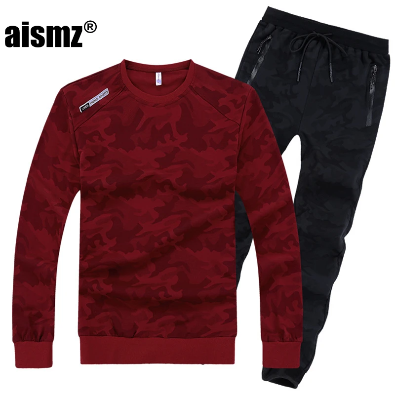 Aismz весна осень зима мужской спортивный костюм Толстовка + штаны Спортивная