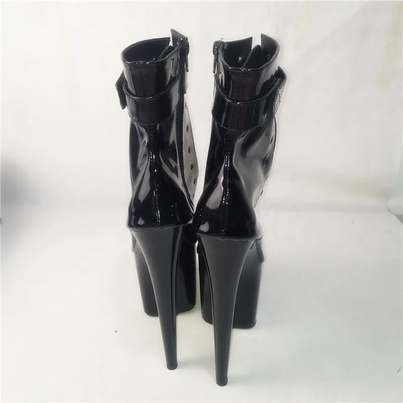 Пикантные сапоги на высоком каблуке 20 см модельные короткие из полиуретана обувь
