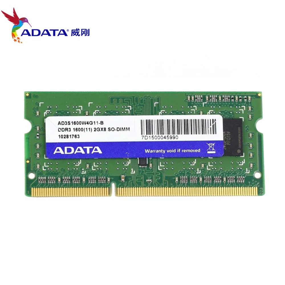 Память ноутбука AData DDR3L 2 Гб 1600 МГц 2RX8 PC3 12800 DDR3 ноутбук RAM SO DIMM 1333 10600 2G 204