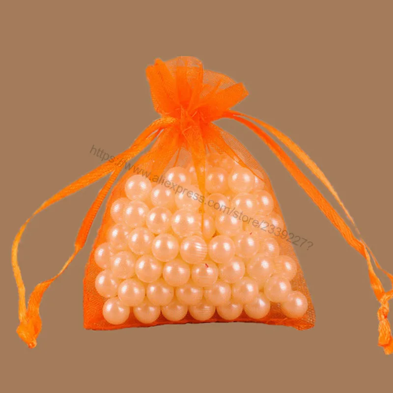 orange 50 шт. подарочные сумки из органзы 15x20 17x23 20x30 25x35 30x40 см, упаковочные сумки для ювелирных изделий, свадебные украшения, вечерние сумки на завязках, сумки 7Z - Цвет: orange
