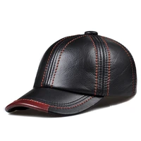 wholesale genuine leather baseball cap men women black cowhide hat snapback adjustable autumn winter real leather peaked hats