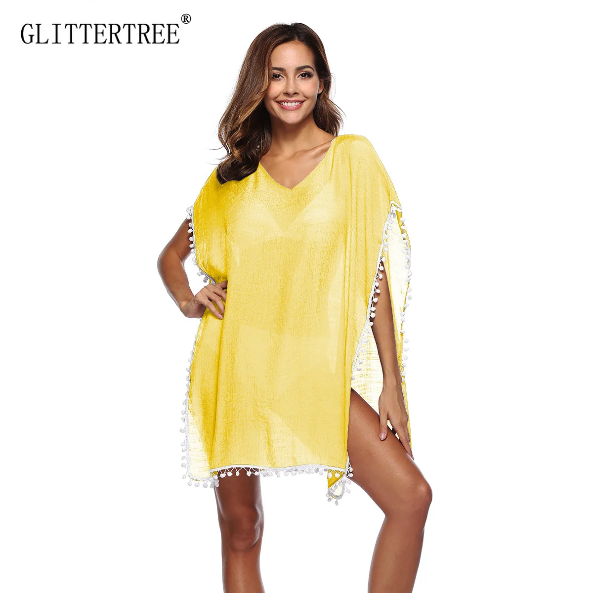 2019 Новый шифон Ленточки пляжная одежда для женщин Купальник Cover Up Купальники