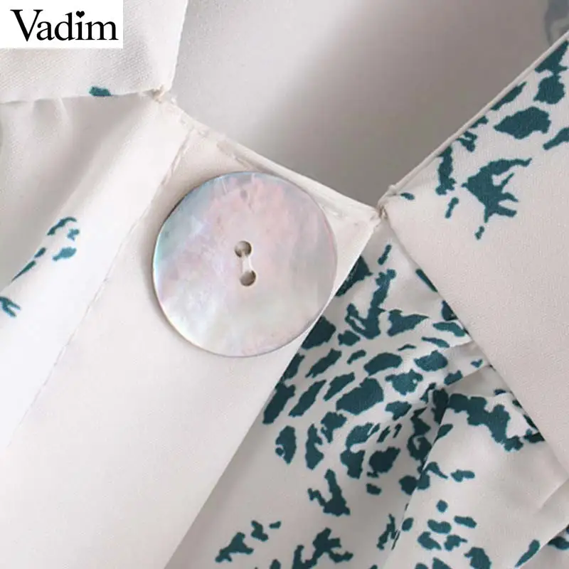 Vadim Женская Базовая белая блузка с принтом милая плиссированная рубашка рукавом
