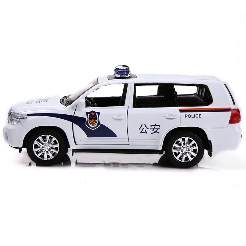 Land Cruiser White Finger Rock 1/32 масштаб моделирование Land Cruiser полицейская модель автомобиля литье под давлением игрушки мигающий светильник вытяжной автомобиль игрушка из сплава - Цвет: Land Cruiser White