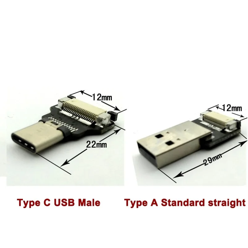 Тонкий Ультра USB кабель 5/10/15/20/30 см прямой стандартный плоский типа A Type C для видео