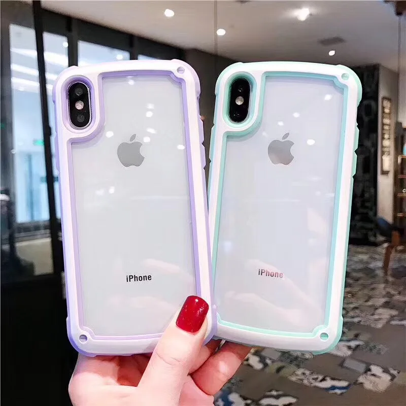Защитный бампер для телефона с рамкой ярких цветов iPhone 6 7 8 Plus X XS XR XSMax задняя