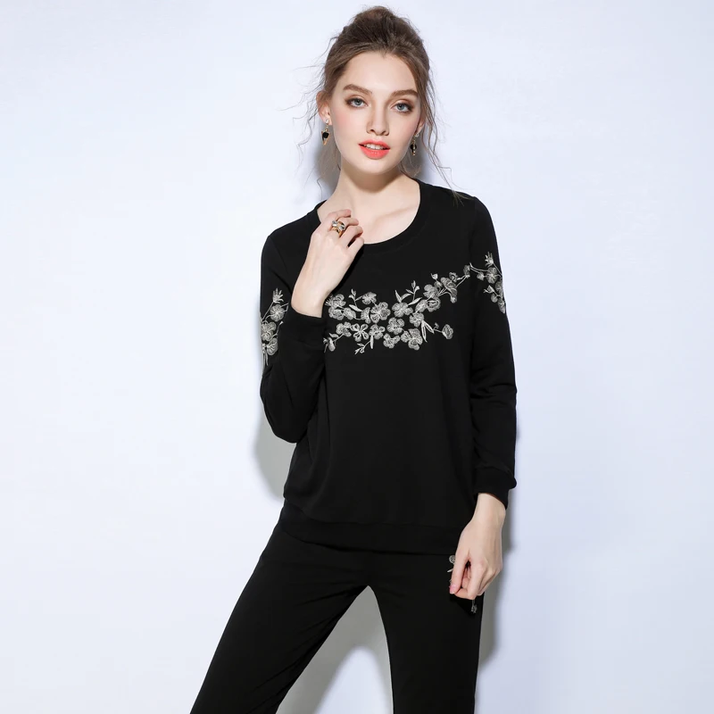 Новинка 2017 года осень зима Модные женские костюмы Повседневная Толстовка